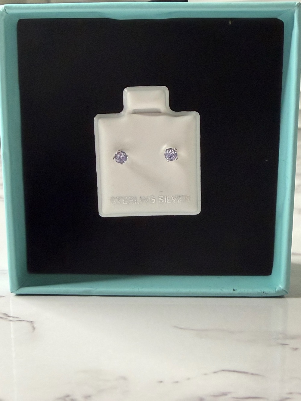 925 Sterling Silver Purple Earrings